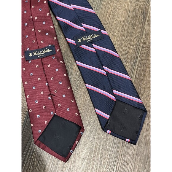 Lot Of 2 Brooks Brothers Makers Silk Pink Striped Regimental Neck Tie Red - Picture 1 of 6